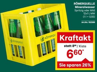 RÖMERQUELLE Mineralwasser Spritzig oder Mild 12x1 I, MW