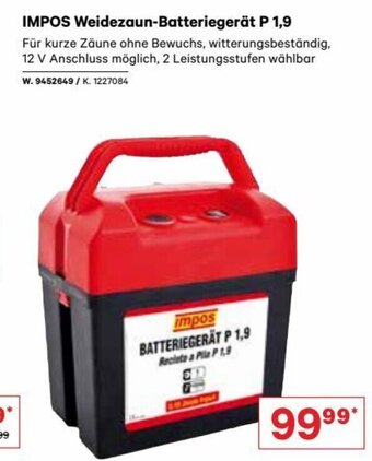 Lagerhaus Graz Land IMPOS Weidezaun-Batteriegerät P 1,9 Angebot