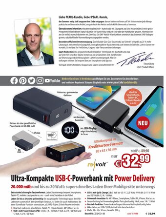 Pearl Ultra-Kompakte USB-C-Powerbank mit Power Delivery Angebot