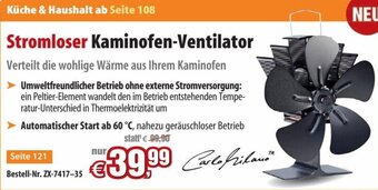 Pearl Stromloser Kaminofen-Ventilator Angebot