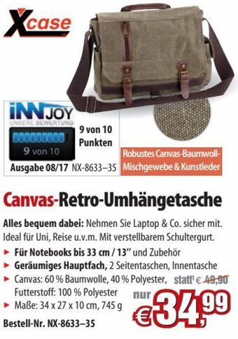 Pearl Canvas-Retro-Umhängetasche Angebot