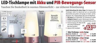Pearl LED-Tischlampe mit Akku und PIR-Bewegungs-Sensor Angebot