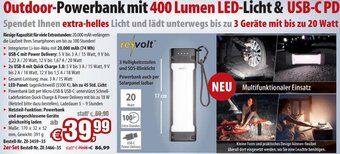 Pearl Outdoor-Powerbank mit 400 Lumen LED-Licht & USB-C PD Spendet Angebot