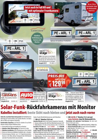 Pearl Solar-Funk-Rückfahrkameras mit Monitor Angebot