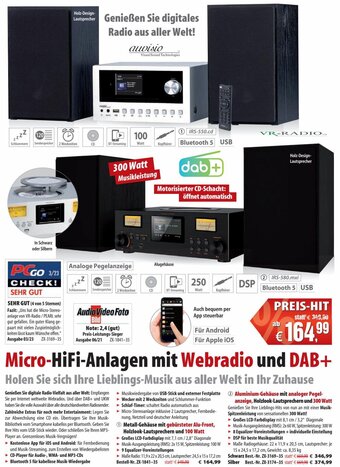 Pearl Micro-HiFi-Anlagen mit Webradio und DAB+ Angebot
