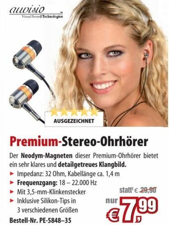 Pearl Premium-Stereo-Ohrhörer Angebot
