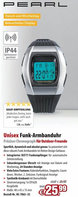 Pearl Unisex Funk-Armbanduhr Angebot