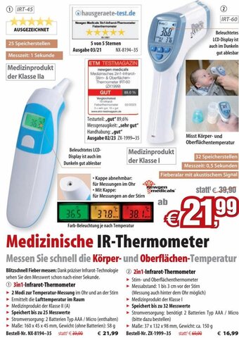 Pearl Medizinische IR-Thermometer Angebot