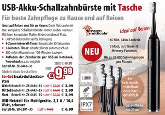Pearl USB-Akku-Schallzahnbürste mit Tasche Angebot