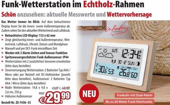Pearl Funk-Wetterstation im Echtholz-Rahmen Angebot