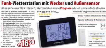 Pearl Funk-Wetterstation mit Wecker und Außensensor Angebot