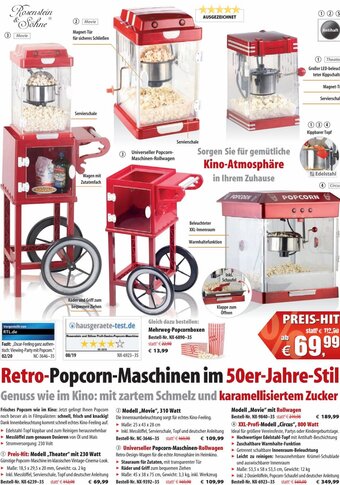 Pearl Retro-Popcorn-Maschinen im 50er-Jahre-Stil Angebot