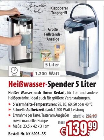 Pearl Heißwasser-Spender 5 Liter Angebot
