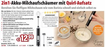 Pearl 2in1-Akku-Milchaufschäumer mit Quirl-Aufsatz Angebot