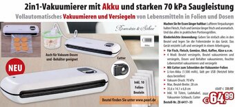 Pearl 2in1-Vakuumierer mit Akku und starken 70 kPa Saugleistung Angebot