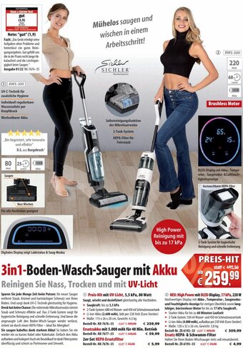 Pearl 3in1-Boden-Wasch-Sauger mit Akku Angebot