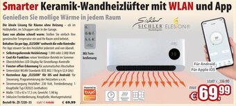 Pearl Smarter Keramik-Wandheizlüfter mit WLAN und App Angebot