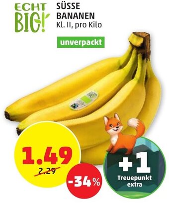 PENNY SÜSSE BANANEN Kl. II, pro Kilo Angebot