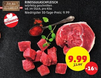 PENNY RINDSGULASCHFLEISCH würfelig geschnitten od. im Stück, pro Kilo Angebot
