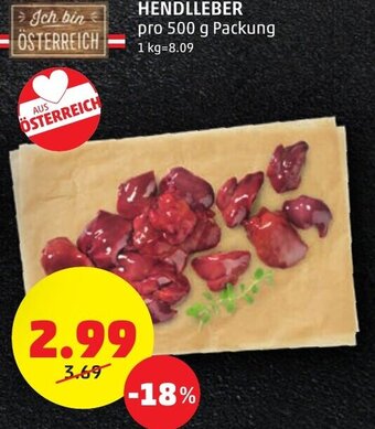 PENNY HENDLLEBER pro 500 g Packung Angebot