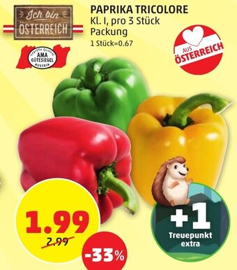 PENNY PAPRIKA TRICOLORE Kl. I, pro 3 Stück Packung Angebot