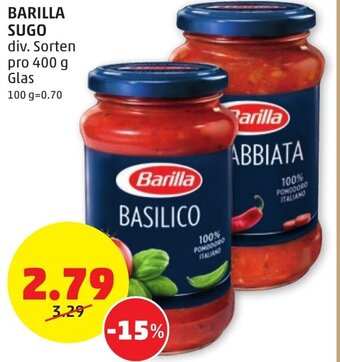 PENNY BARILLA SUGO div. Sorten pro 400 g Glas Angebot
