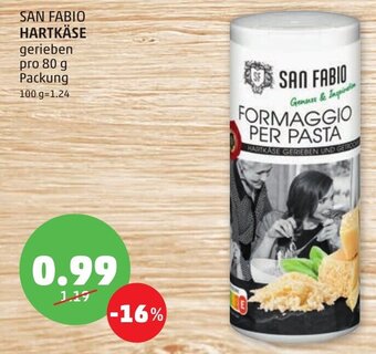 PENNY SAN FABIO HARTKÄSE gerieben pro 80 g Packung Angebot