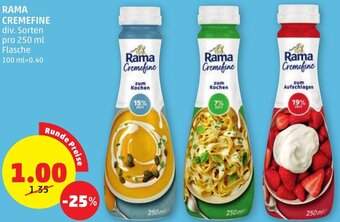 PENNY RAMA CREMEFINE div. Sorten pro 250 ml Flasche Angebot