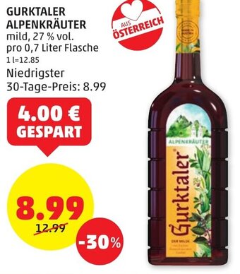 PENNY GURKTALER ALPENKRÄUTER pro 0,7 Liter Flasche Angebot