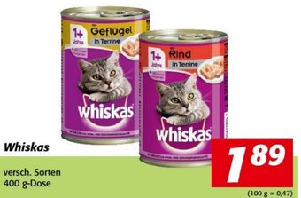Nah&Frisch Whiskas versch. Sorten 400 g-Dose Angebot