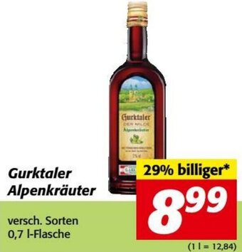 Nah&Frisch Gurktaler Alpenkräuter versch. Sorten 0,7 I-Flasche Angebot