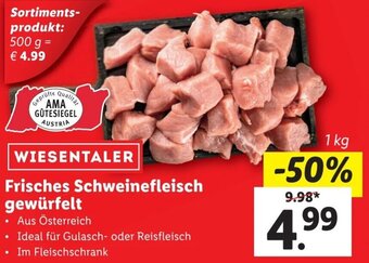 Lidl WIESENTALER Frisches Schweinefleisch gewürfelt Angebot