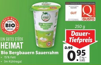 Lidl EIN GUTES STÜCK HEIMAT Bio Bergbauern Sauerrahm 250 g Angebot
