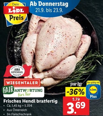 Lidl WIESENTALER Frisches Hendl bratfertig per kg Angebot