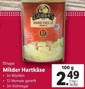 Lidl Džiugas Milder Hartkäse 100 g Angebot