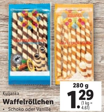 Lidl Kuljanka Waffelröllchen 280 g Angebot