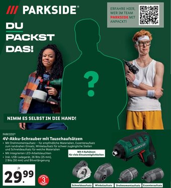 Lidl PARKSIDE 4V-Akku-Schrauber mit Tauschaufsätzen Angebot