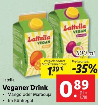 Lidl Lattella Veganer Drink 500 ml Angebot