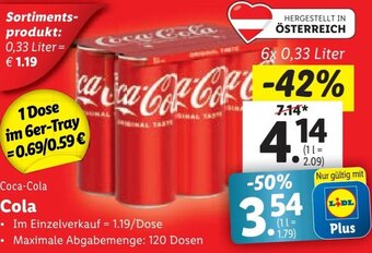 Lidl Coca-Cola Cola 6x 0,33 Liter Angebot