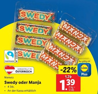 Lidl Niemetz Swedy oder Manja 80 g Angebot