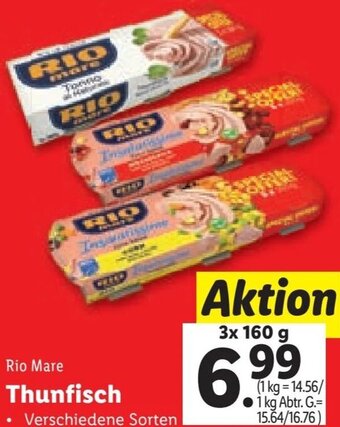 Lidl Rio Mare Thunfisch 3x 160 g Angebot
