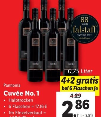Lidl Pannonia Cuvée No.1 0,75 Liter Angebot