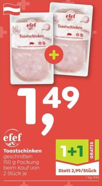 ADEG efef Toastschinken geschnitten 150 g Packung Angebot