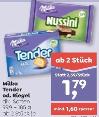 ADEG Milka Tender od. Riegel div. Sorten 99,9 - 185 g Angebot