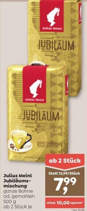 ADEG Julius Meinl Jubiläums-mischung ganze Bohne od. gemahlen 500 g Angebot