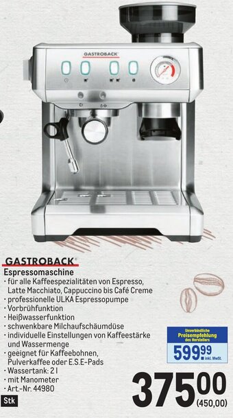 Metro GASTROBACKⓇ Espressomaschine Angebot