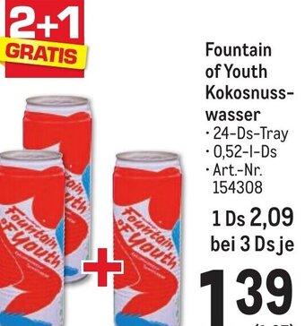 Metro Fountain of Youth Kokosnuss- wasser Angebot