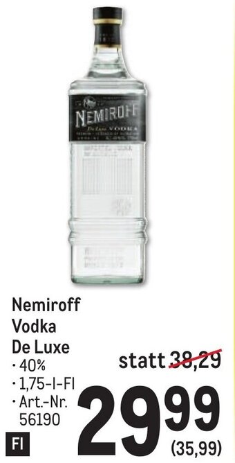 Metro Nemiroff Vodka De Luxe Angebot
