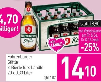 Sutterlüty Fohrenburger Stiftle 's Bierle fürs Ländle 20 x 0,33 Liter Angebot