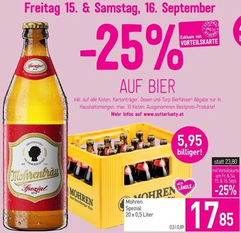 Sutterlüty Mohren Spezial 20 x 0,5 Liter Angebot